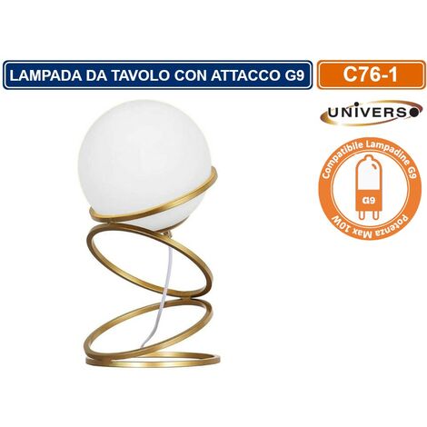 LAMPADA DA TAVOLO MINIMALISTA IN BRONZO E SFERA IN VETRO ATTACCO PER LAMPADINA G9