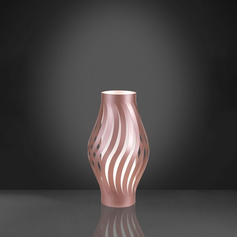 Image of Lampada Da Tavolo Moderna 1 Luce Helios Polilux Rosa Metallico H21 Made In Italy