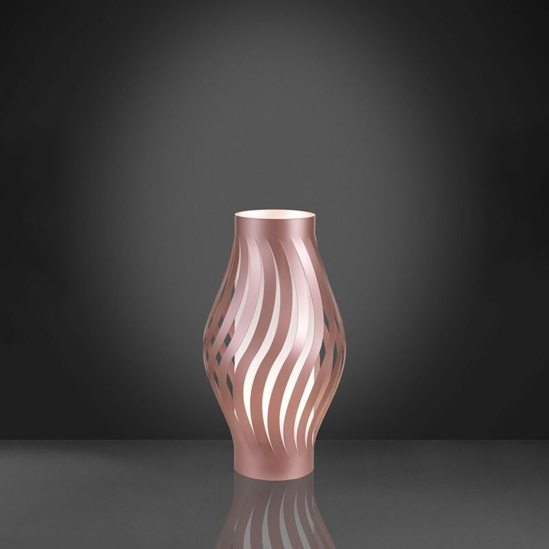 Image of Lampada Da Tavolo Moderna 1 Luce Helios Polilux Rosa Metallico H32 Made In Italy