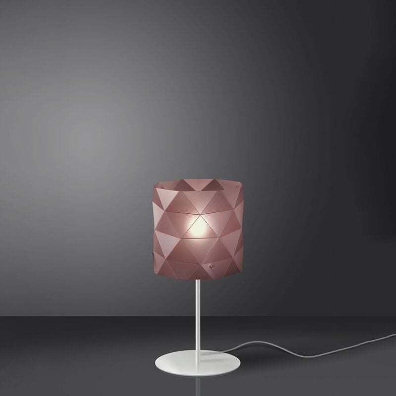 Image of Lampada Da Tavolo Moderna 1 Luce Prisma Polilux Rosa Metallico H36 Made In Italy