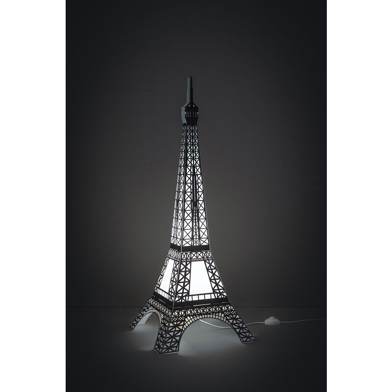 Image of Linea Zero - Lampada Da Tavolo Moderna 1 Luce Tour Eiffel In Polilux In Bianco e Nero Made In Italy - Nero