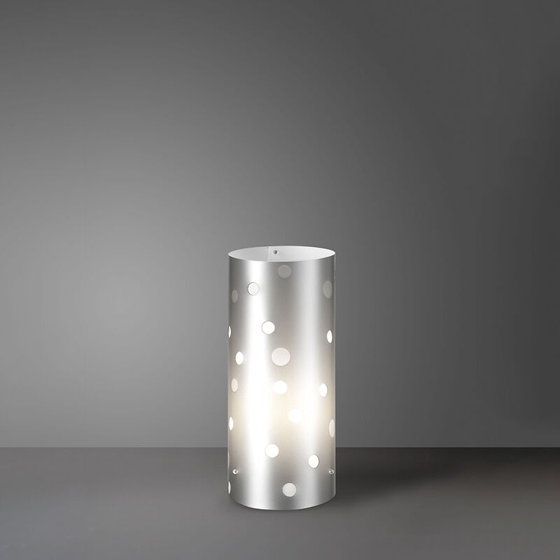 Image of Lampada Da Tavolo Moderna a 1 Luce Pois In Polilux Bicolor Silver Made In Italy - Argento