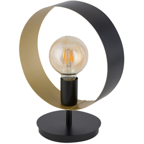 Lampada da tavolo moderna ad anello nero-oro Happy E27 15W Sigma