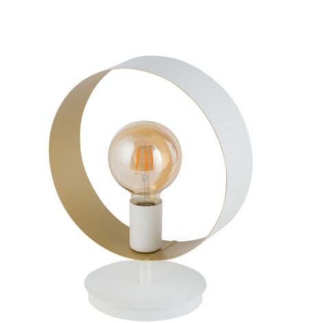 Lampada da tavolo moderna anello bianco/oro Happy E27 Sigma
