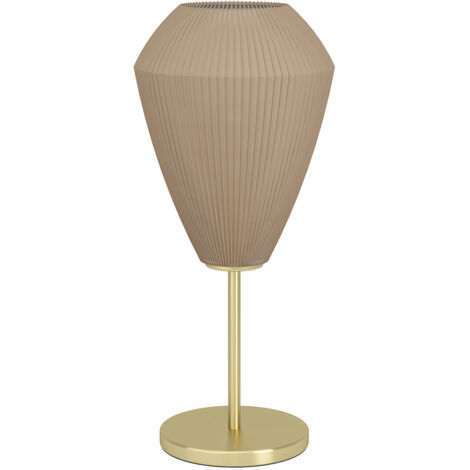 Lampada Da Tavolo Moderna Caprarola Acciaio Ottone Spazzolato 1 Luce E27