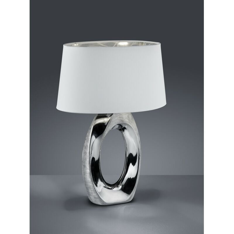 Image of Iperbriko - Lampada Da Tavolo Moderna Ceramica Argento Taba H52 cm Trio Lighting