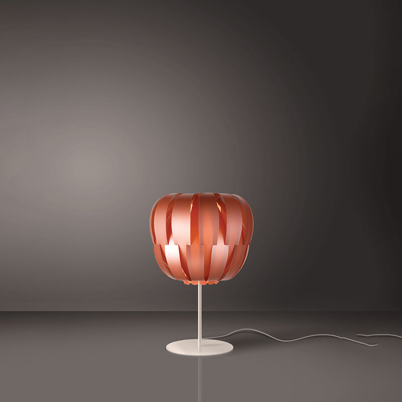 Image of Lampada Da Tavolo Moderna Con Base 1 Luce Queen In Polilux Rame Made In Italy - Rame