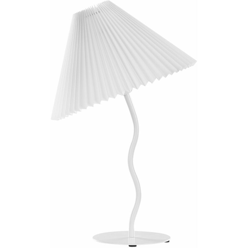 Image of Beliani - Lampada da tavolo moderna con base in metallo e paralume sintetico plissettato bianco Alwero