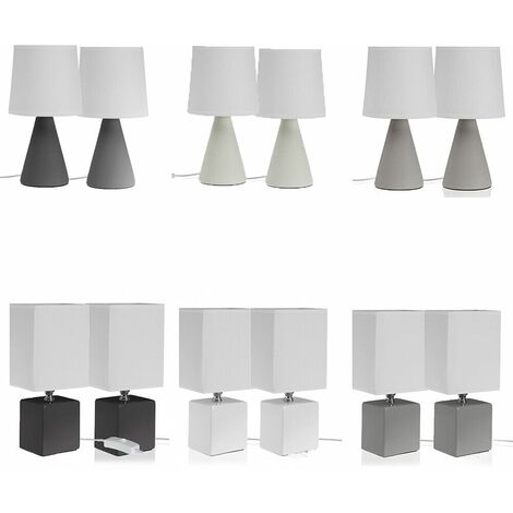 Lampada da tavolo moderna in ceramica set da 2 con cappa bianca arredo casa ambienti - decoro: decoro 2