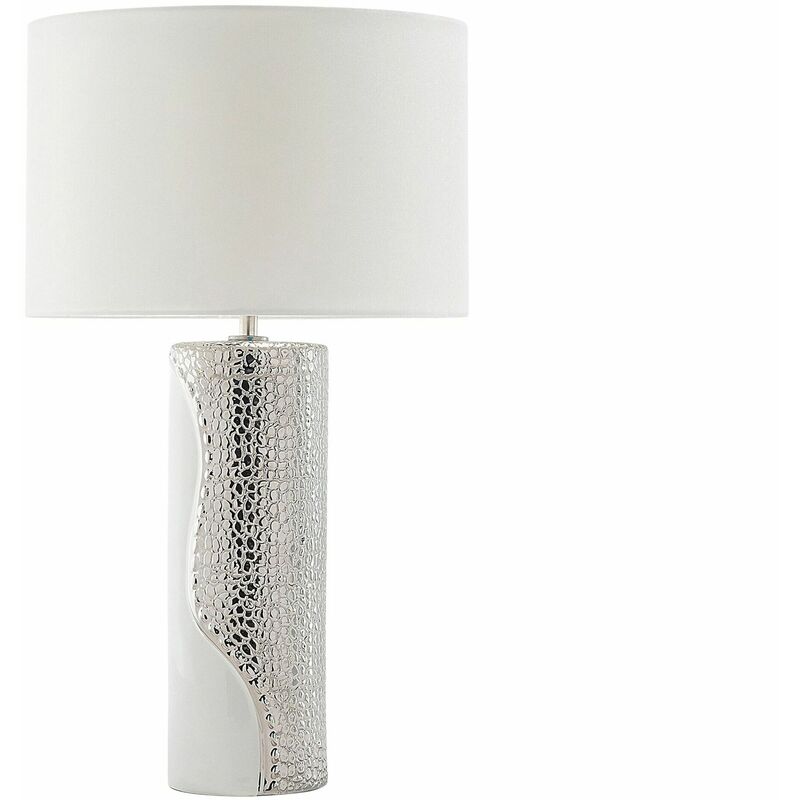 Image of Lampada da tavolo moderna in color bianco/argento Aiken
