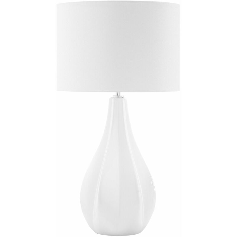 Image of Lampada da tavolo moderna in colore beige chiaro Santee - Bianco