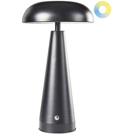 Lampada da tavolo moderna in metallo per interni con luce senza fili e dimmer LED Nero Bocono