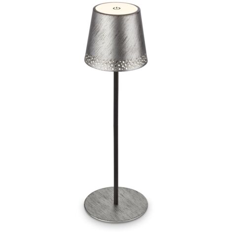 Lampada Da Tavolo Moderna Kiki Metallo Argento Argento Antico Led 2,6W 3000K
