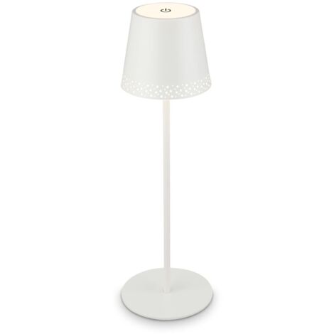 Lampada Da Tavolo Moderna Kiki Metallo Bianco Led Integrato 2,6W 3000K