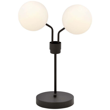 Lampada Da Tavolo Moderna Orione Acciaio Nero 2 Luci E14 Ip20