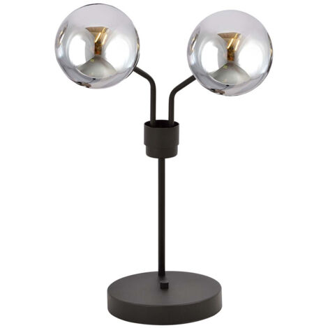 Lampada Da Tavolo Moderna Orione Acciaio Nero Grigio 2 Luci E14 Ip20