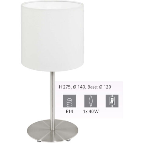 Lampada Da Tavolo Moderna Pasteri Acciaio Nichel Satinato Luce E14