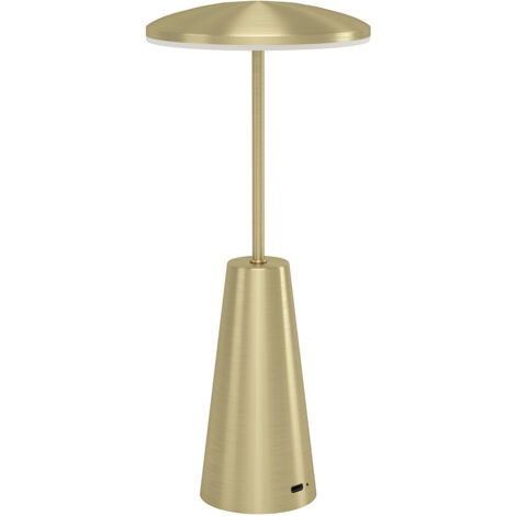 Lampada Da Tavolo Moderna Piccola Acciaio Ottone Spazzolato Led Integrato 2,8W
