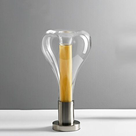 Lampada da tavolo moderna vetro effetto legno – Luce LED senza sfarfallio, ideale per camera da letto, soggiorno e ufficio
