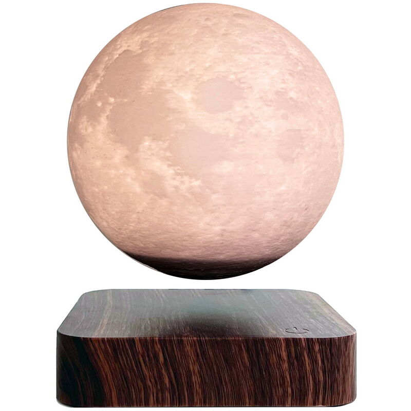 Image of Lampada da tavolo Moon a levitazione magnetica Luna 3D con base in legno