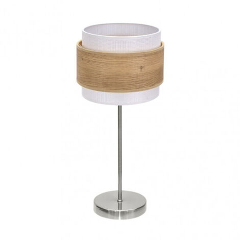lampada da tavolo myriam 1xe14 nichel/legno chiaro 47x18x18 cm