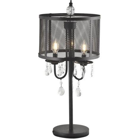 Lampada da tavolo nera Bresso Polux 3xE14 metallo vetro