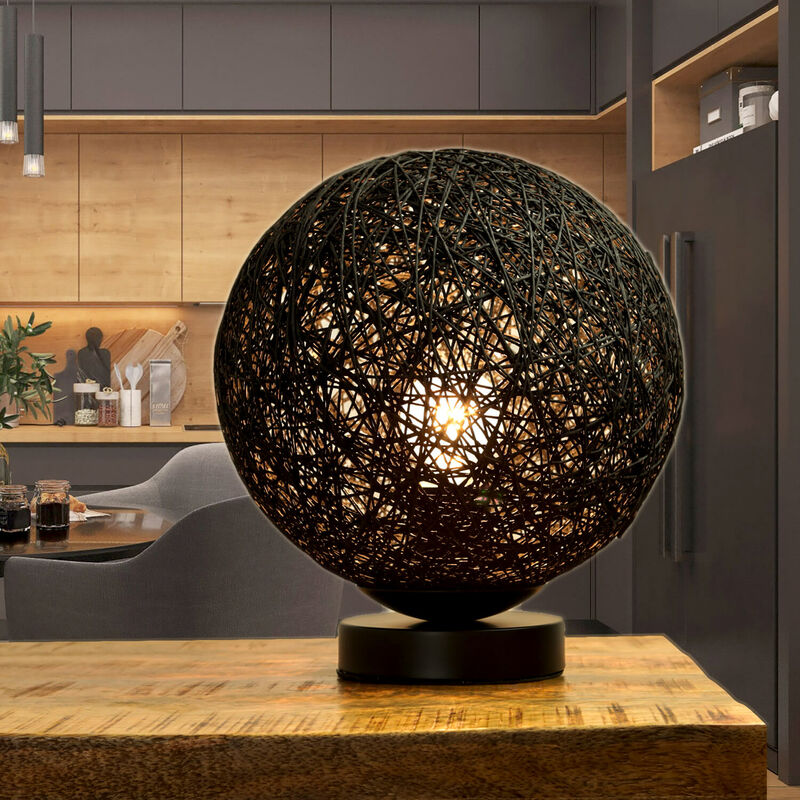 Image of Lampada da tavolo dal design originale in stile moderno a sfera rotondo 25 cm Ideale per scrivania ufficio comodino - Nero