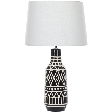 Lampada da tavolo nera in ceramica illuminazione da comodino 68 cm Shabelle