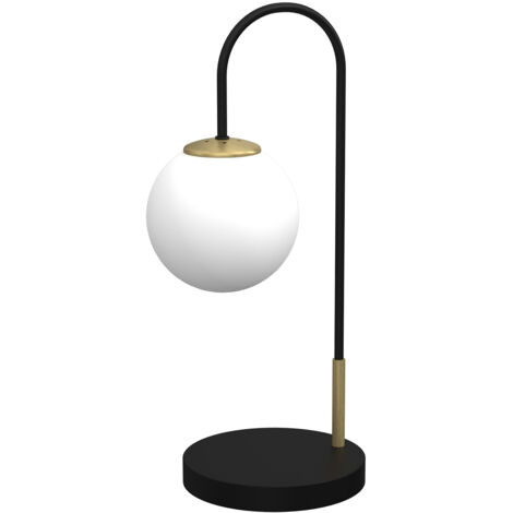 Lampada da tavolo nera ottone sfera vetro Cambridge E14