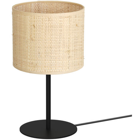 Lampada da tavolo nera paralume rattan Ø18 E27 Luminex