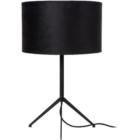 Lampada da tavolo nera paralume velluto E27 Lucide Tondo