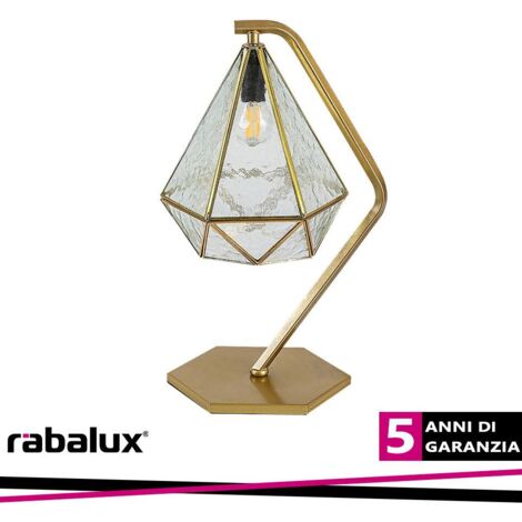 Lampada da tavolo NORAH E14 1x max.40W metallo oro, vetro trasparente A:44cm L:26cm Ø21cm con interruttore a cavo