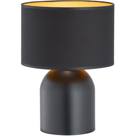 Lampada Da Tavolo Nordica Enlil 1 Luce In Acciaio Nero E Oro