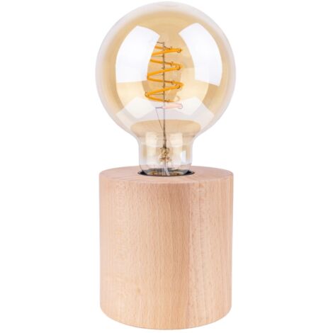 lampada da tavolo onli "fofi" esagonale legno di rovere, e27