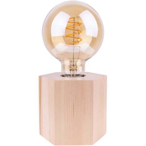 lampada da tavolo  onli "fofi" rotonda legno di rovere, e27