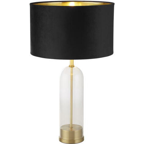 Lampada da tavolo Oxford - Vetro, metallo ottone e paralume in velluto nero