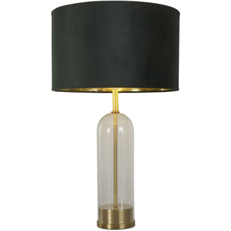Lampada da tavolo Oxford - Vetro, ottone, paralume in velluto verde