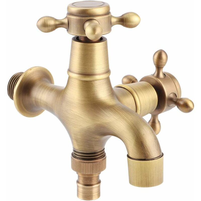 Colnk - Rubinetto da giardino doppio in ottone