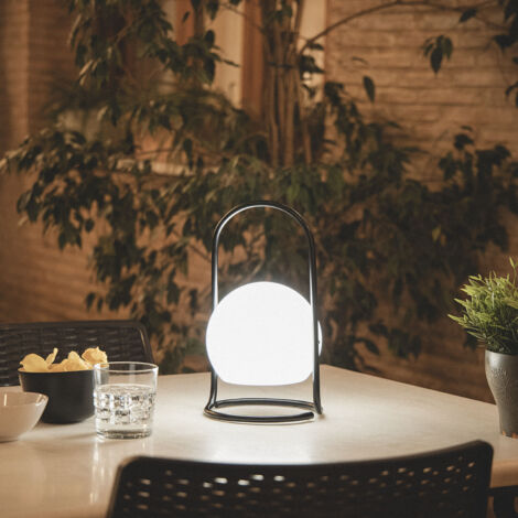 LEDKIA Lampada da Tavolo per Esterni LED 2.5W Portatile Metallo con Batteria USB Ricaricabile Mkono Nero