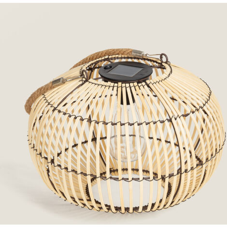 Lampada da Tavolo per Esterni LED Solare Rattan Sirpur Naturale