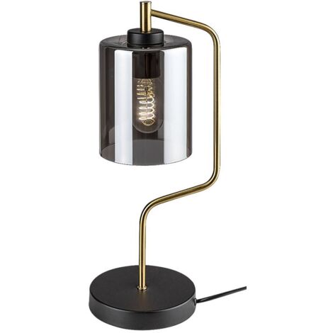 Lampada da tavolo PEREZ E27 1x max.40W metallo nero, vetro colorato H: 44cm Ø13cm con interruttore a cavo