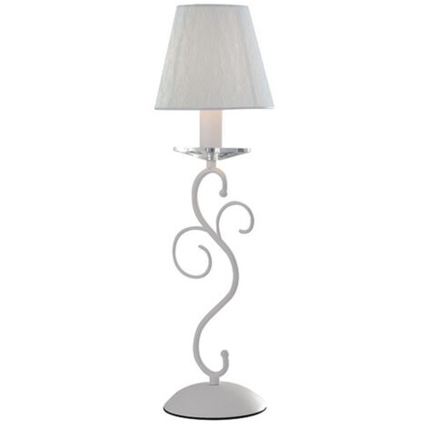 "Lampada da tavolo PERLA in metallo bianco e cristallo"