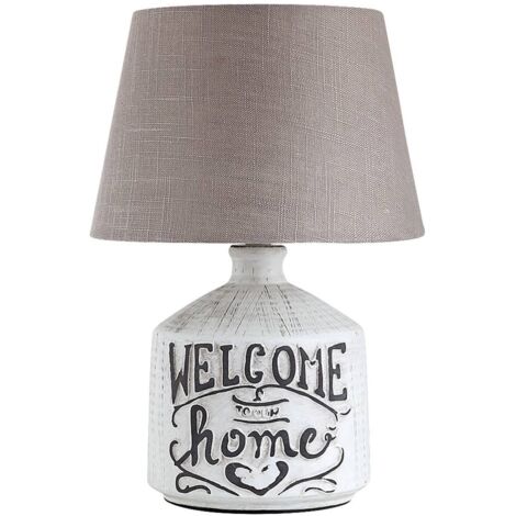 lampada da tavolo Petra ceramica tessile beige / bianco Ø24,5cm H: 35cm