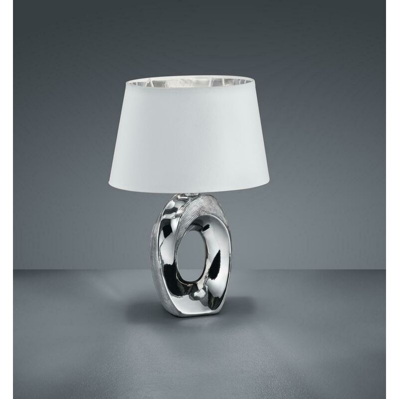 Image of Italia lampada da tavolo piccola taba attacco e14 cromo colore bianco r50511089 - Trio Lighting