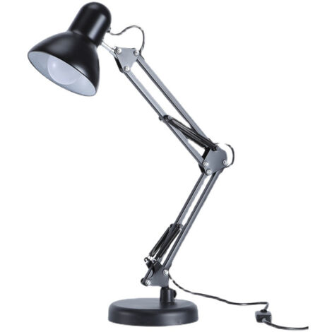 Lampada da tavolo pieghevole in ferro battuto con braccio lungo, per manicure, con protezione degli occhi, base + clip + lampadina a LED da 5 W a tre colori, clip per ufficio, studio, lettura, artigia