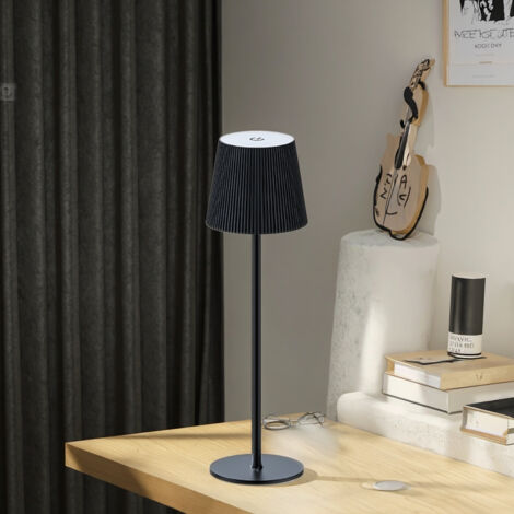 Lampada da tavolo pieghevole ricaricabile 3W design moderno metallico LED ambientale nero per studio e camera da letto