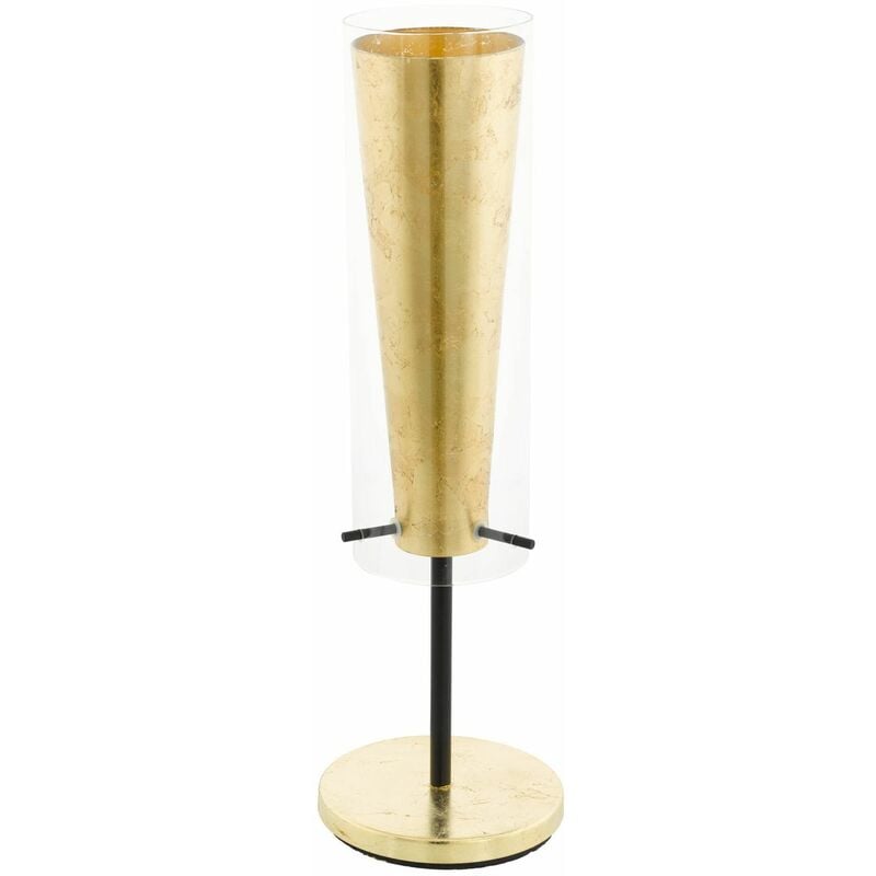 Image of Lampada da tavolo Pinto Gold E27 1x40W in acciaio nero, oro, vetro trasparente, oro h: 50 cm Ø11 cm con interruttore cavo