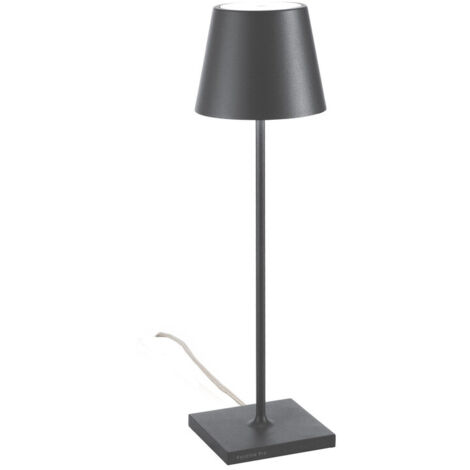 Lampada da Tavolo Poldina Grigio scuro 230V con spina LED Dimmerabile 11x38 cm - Design Moderno in Alluminio