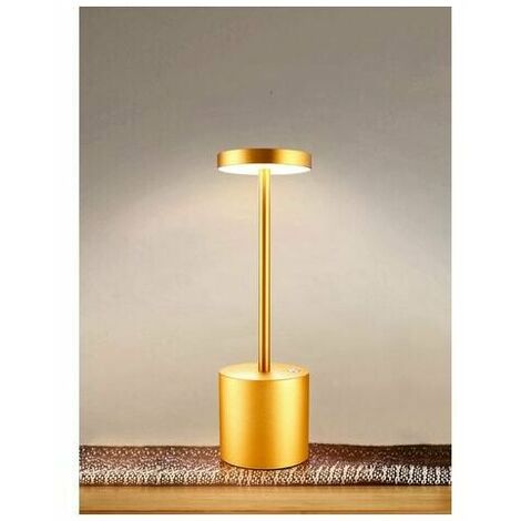 Lampada da tavolo portatile alimentata a batteria senza fili 2 livelli di luminosità calda dimmerabili per camera da letto soggiorno buffet ristorante interno ed esterno (oro)