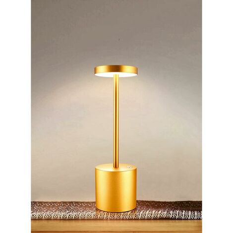 Lampada da tavolo portatile senza fili, alimentata a batteria, 2 livelli di luminosità calda, dimmerabile, per camera da letto, soggiorno, buffet, ristorante, interni ed esterni (oro)
